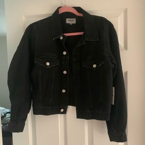 NWT AGOLDE puff sleeve black denim crop jacket